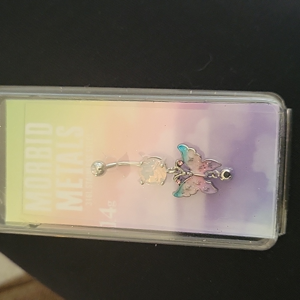 Butterfly belly button ring